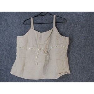 Sherry Taylor Collection Blouse Womens 3X Beige Tank Top Sleeveless Side Zip Top